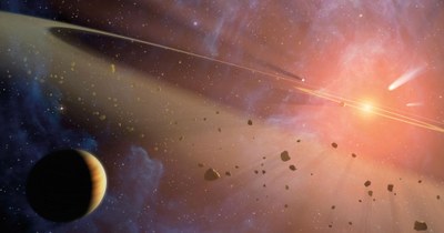 Künstlerische Darstellung des Sonnensystems vor etwa 4,5 Milliarden Jahren