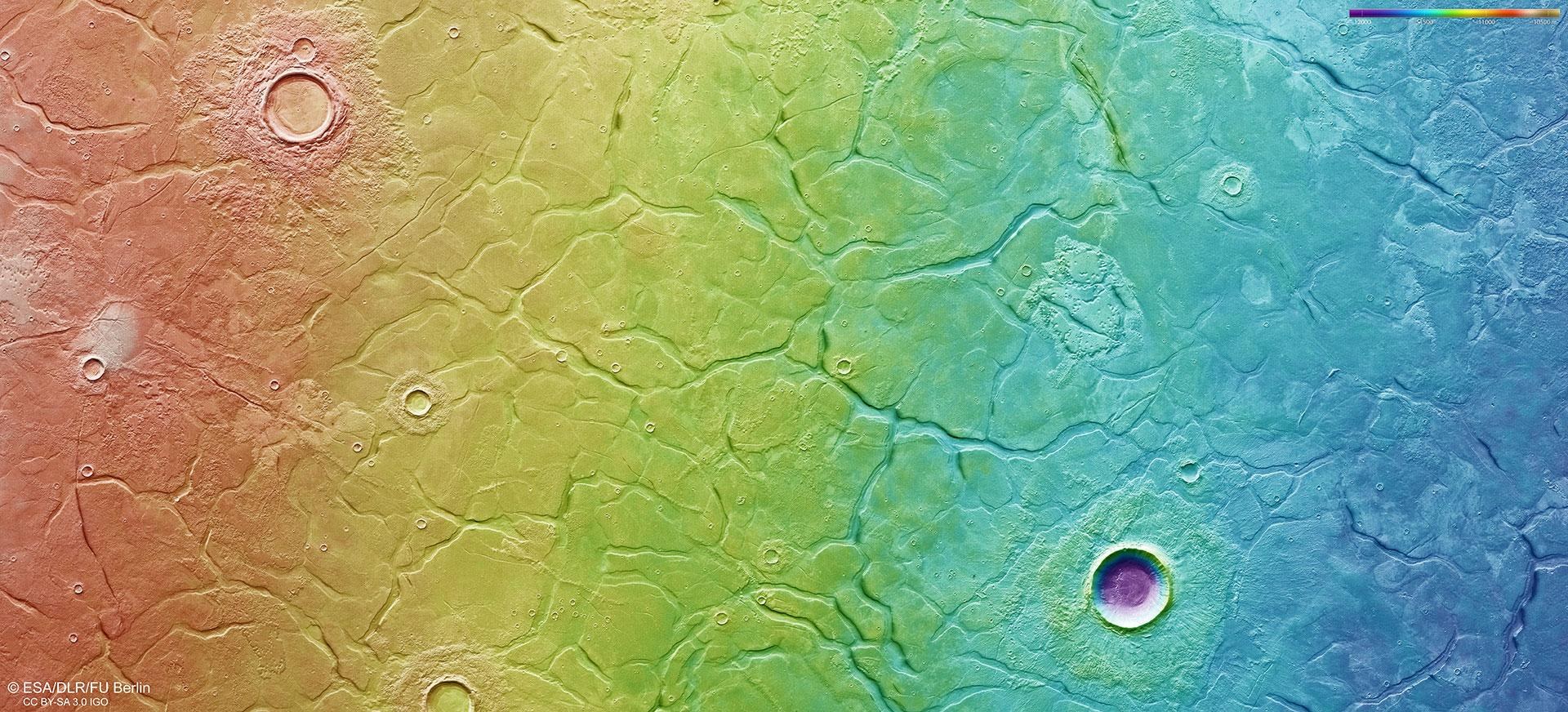 Topographische Bildkarte eines Teils der Region Utopia Planitia