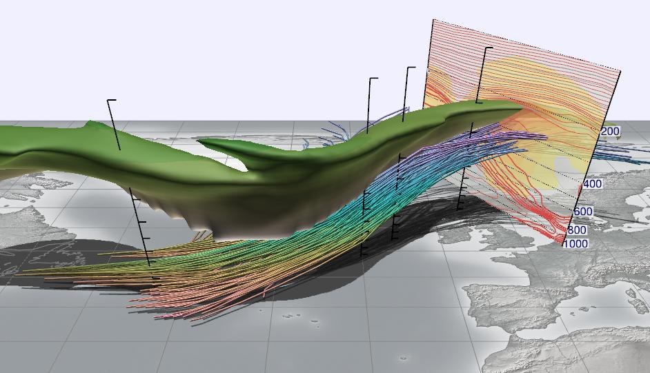 Visualisierung aufsteigender Luftmassen über dem Atlantik