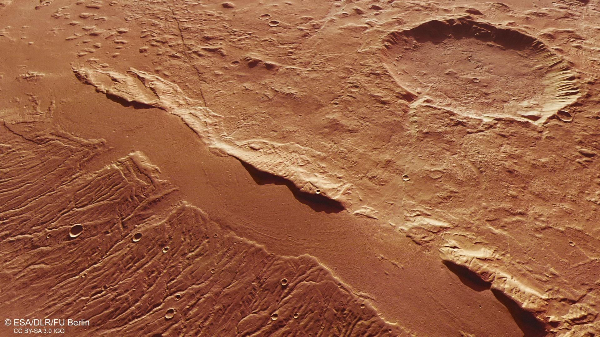 Spuren von Blockgletschern in Acheron Fossae