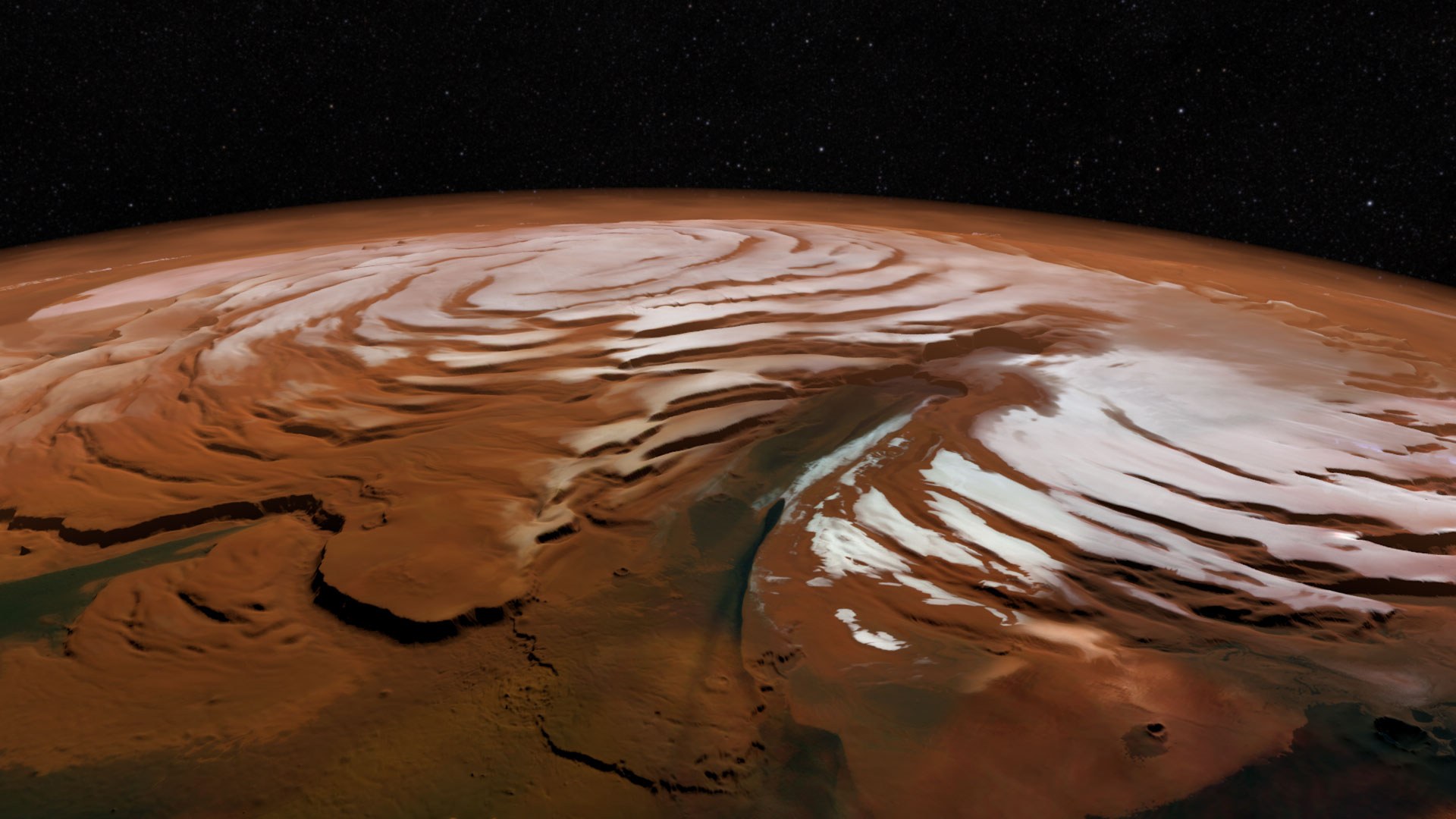 Der Taleinschnitt von Chasma Boreale am Mars-Nordpol