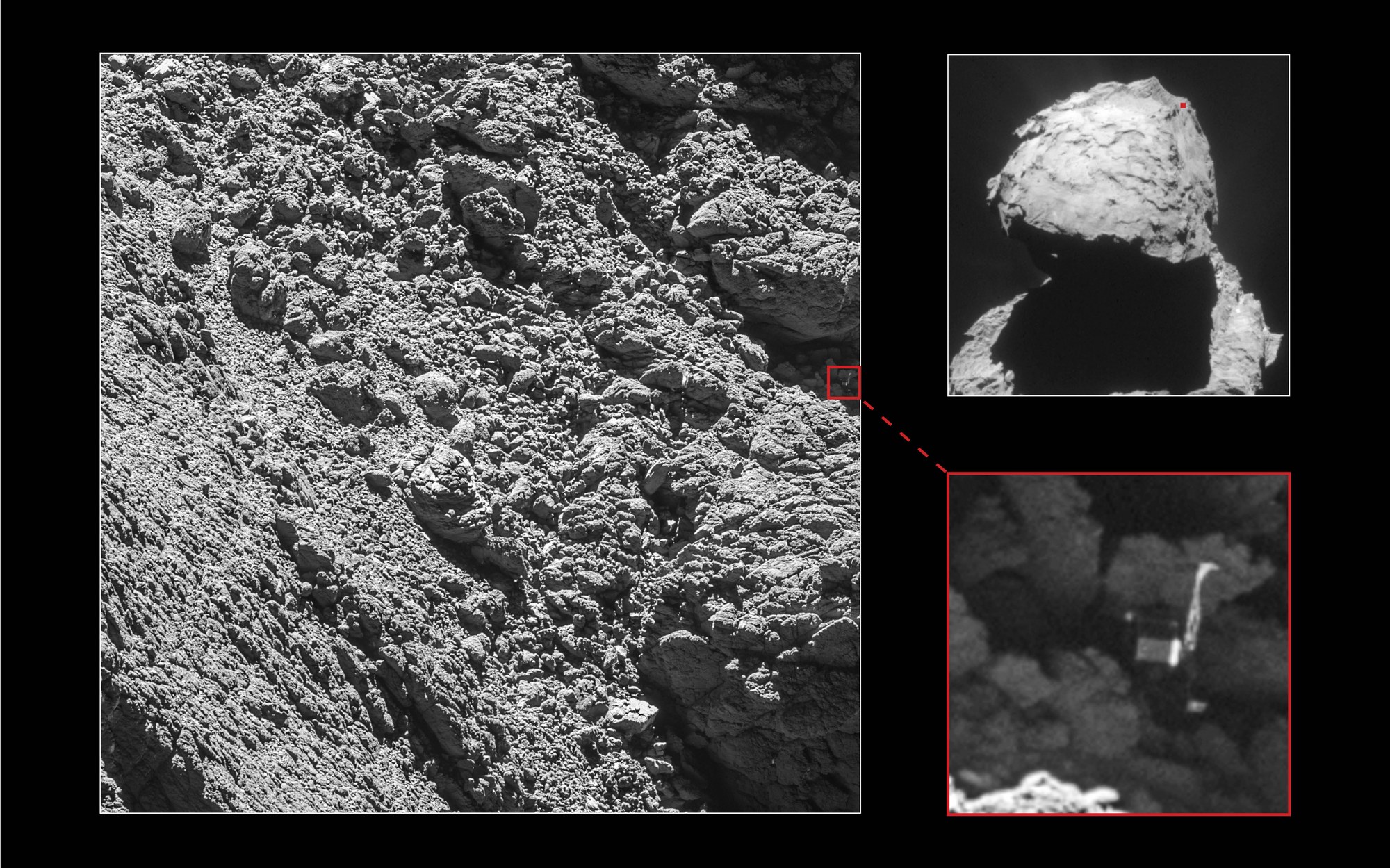 In Vorbereitung des Missionsendes wurde der Rosetta-Orbiter zeitweise bis auf zwei Kilometer nahe an den Kometen herangeführt