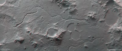 Anaglyphenbild eines Teils der Region Libya Montes