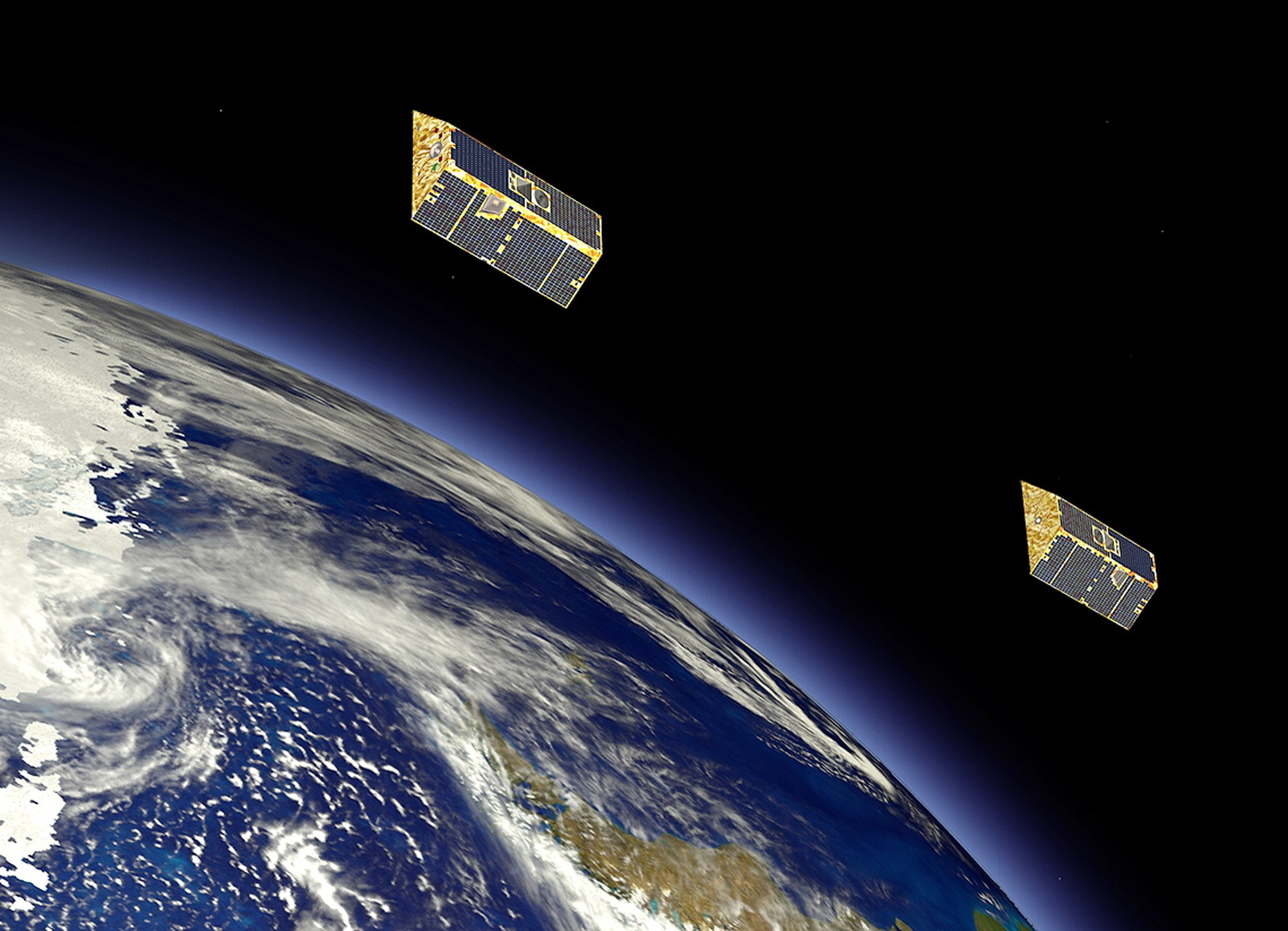 GRACE FO-Satelliten (künstlerische Darstellung)