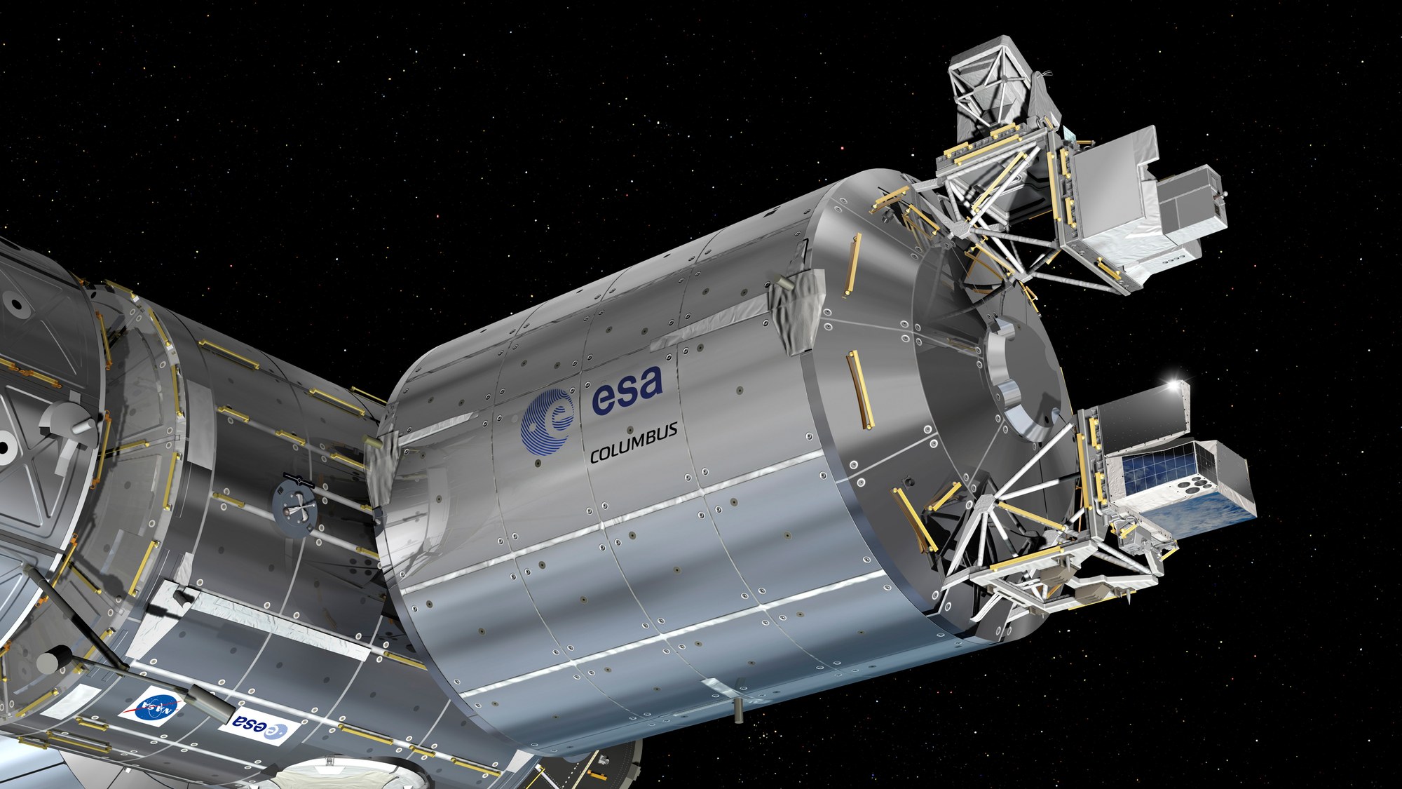 Künstlerische Darstellung von ASIM auf dem Columbus-Modul der ISS