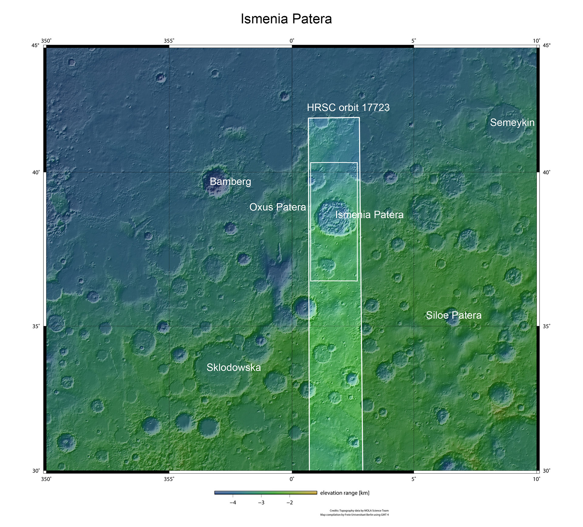 Topographische Übersichtskarte der Region Arabia Terra