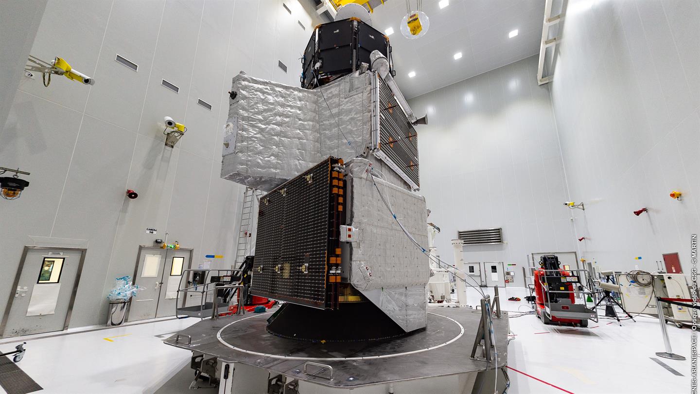 BepiColombo am europäischen Weltraumbahnhof in Kourou (Französisch Guyana)