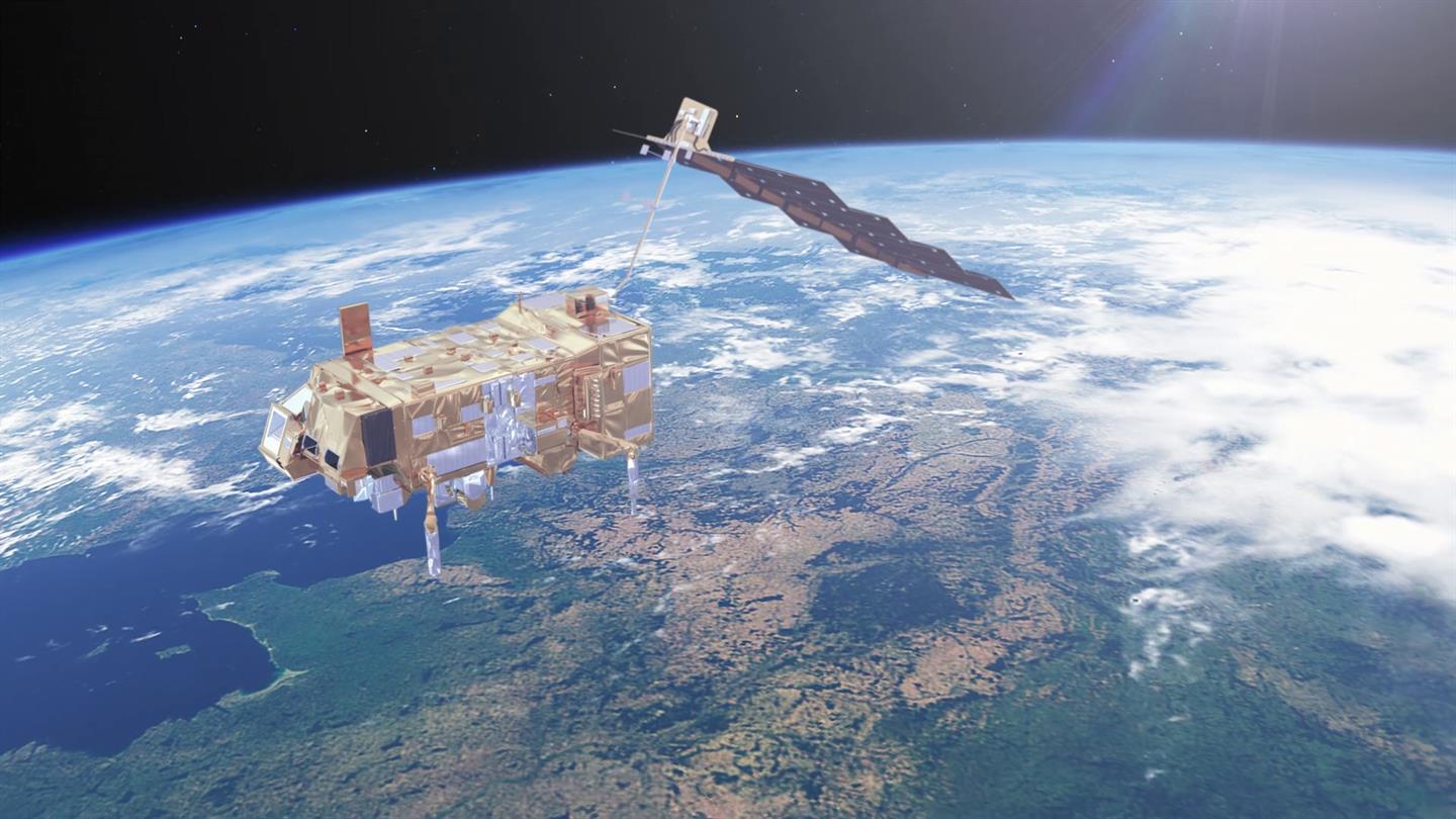 Künstlerische Darstellung von Metop-C im Weltall
