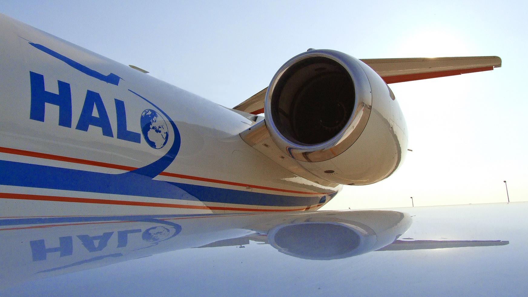 HALO-Logo am Flugzeug