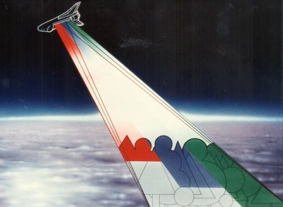 Künstlerische Darstellung des Radar Lab an Bord des Space Shuttle