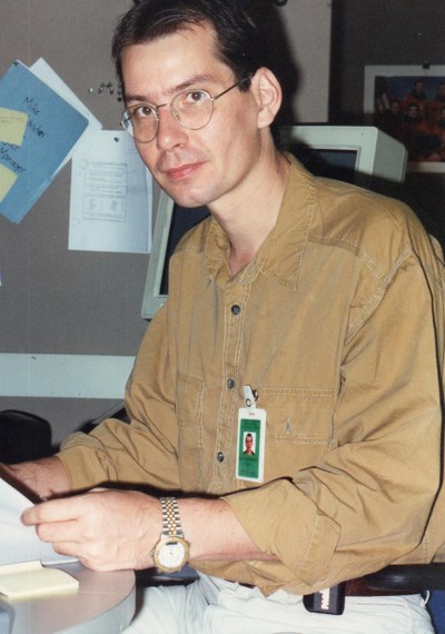 Rolf Werninghaus während der Mission SIR-C/X-SAR im Customer Support Room in Houston