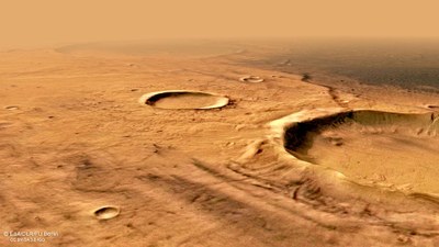 Perspektivische Ansicht eines Teils der alten Hochlandregion Terra Cimmeria