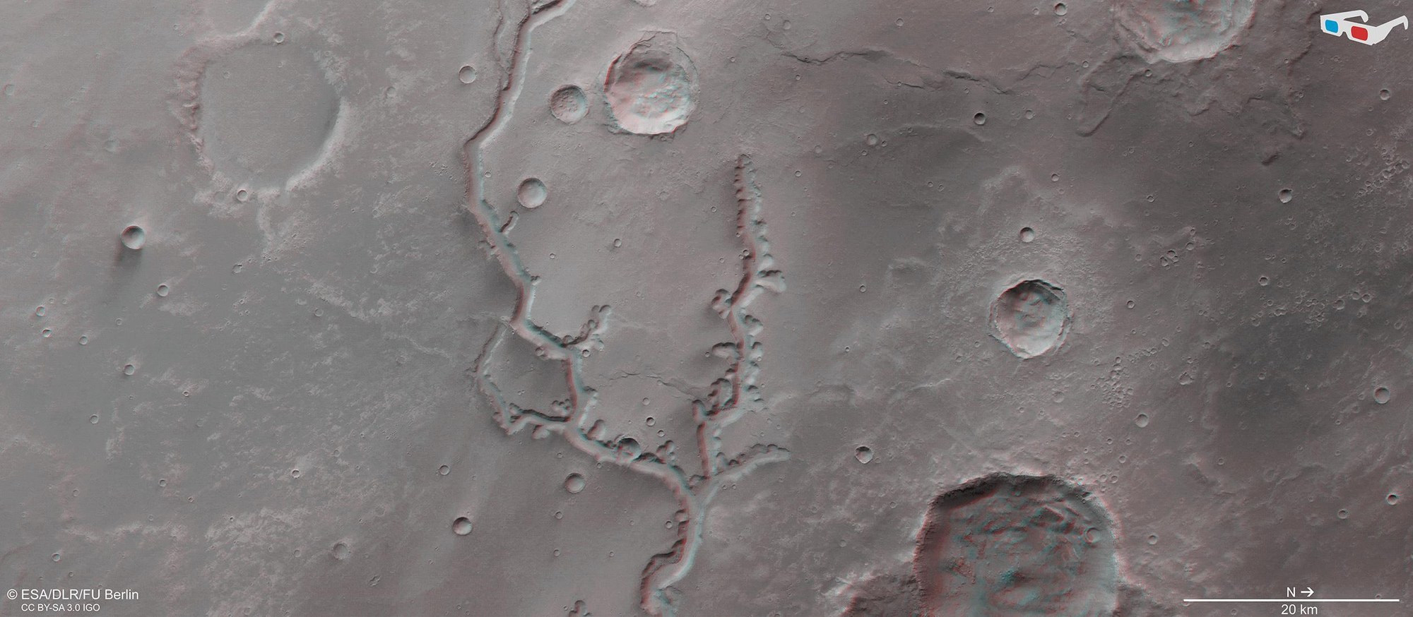 3D-Ansicht eines Teils des Nirgal-Tals auf dem Mars