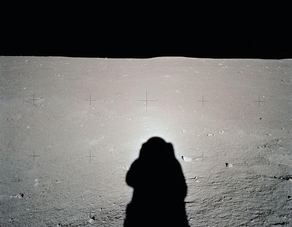 Der Schatten von Buzz Aldrin auf dem Mond während der Apollo 11-Mission.