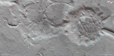 3D-Ansicht eines Teils der Region Nilosyrtis Mensae