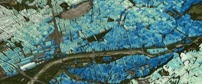 Ausschnitt des globalen urbanen 3D-Modells von München