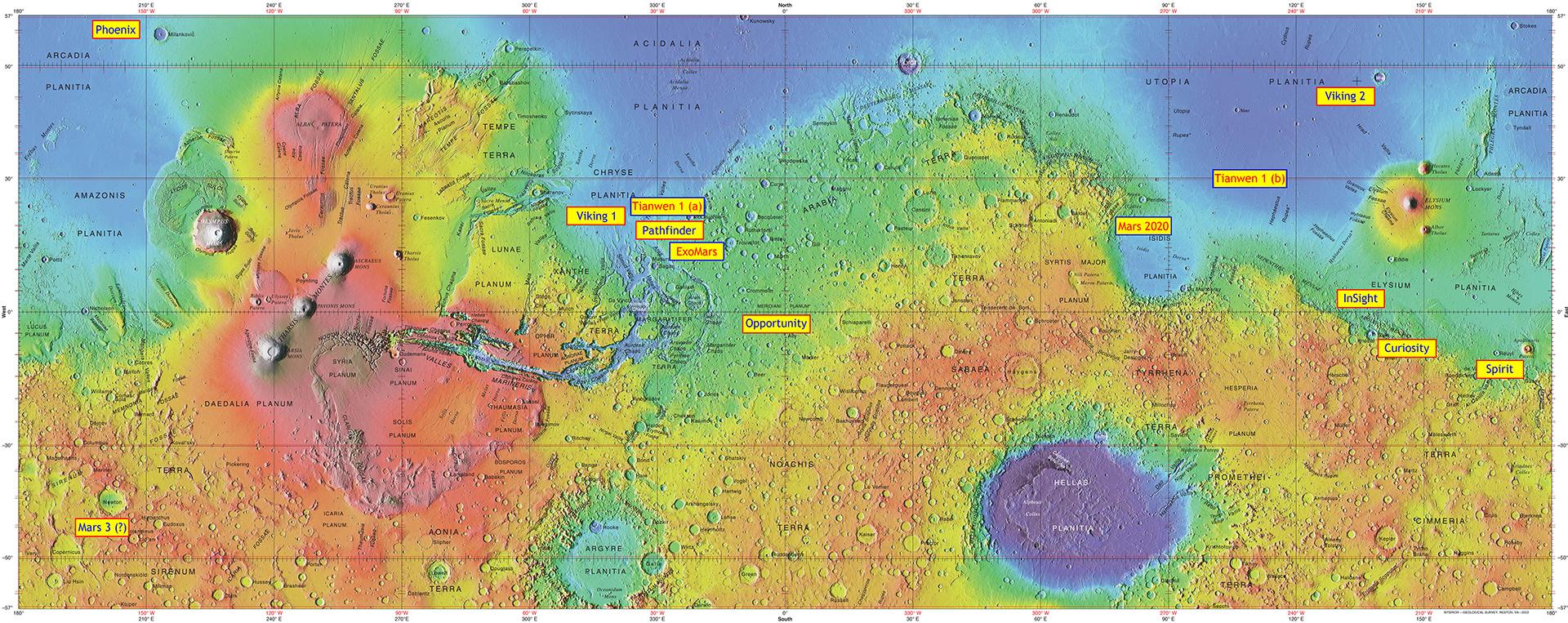 Landestellen von Marsmissionen