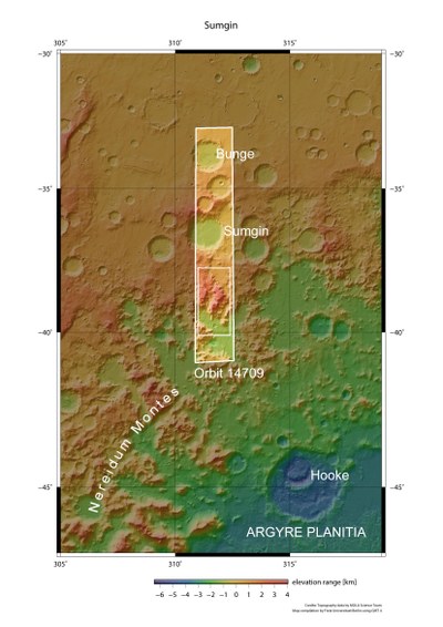 Das Ringgebirge der Nereidum Montes im Nordwesten von Argyre Planitia