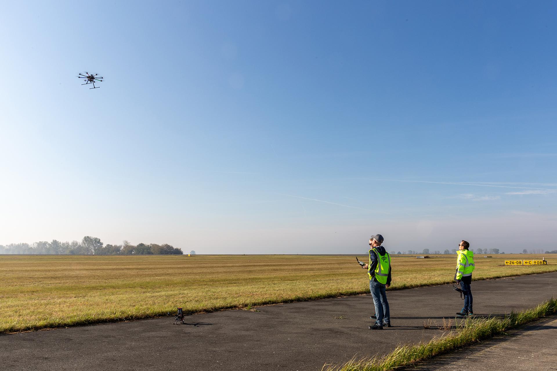 Drohne kurz nach Versuchsstart