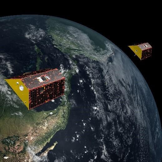 GRACE-FO Satelliten umkreisen die Erde in einer Höhe von rund 490 Kilometern.