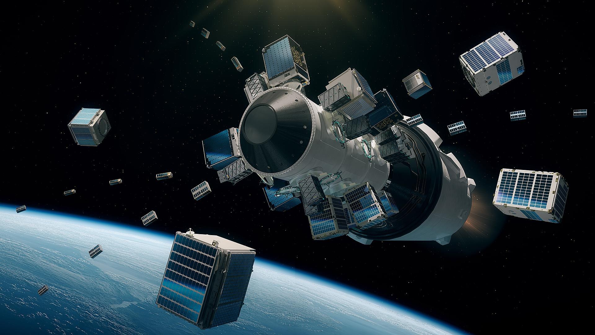 Aussetzen der Kleinsatelliten im Weltall