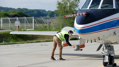 Test der Wolkensonden an der Falcon 20E