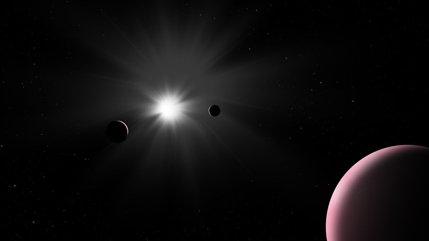 Künstlerische Darstellung des Nu2 Lupi Planetensystems