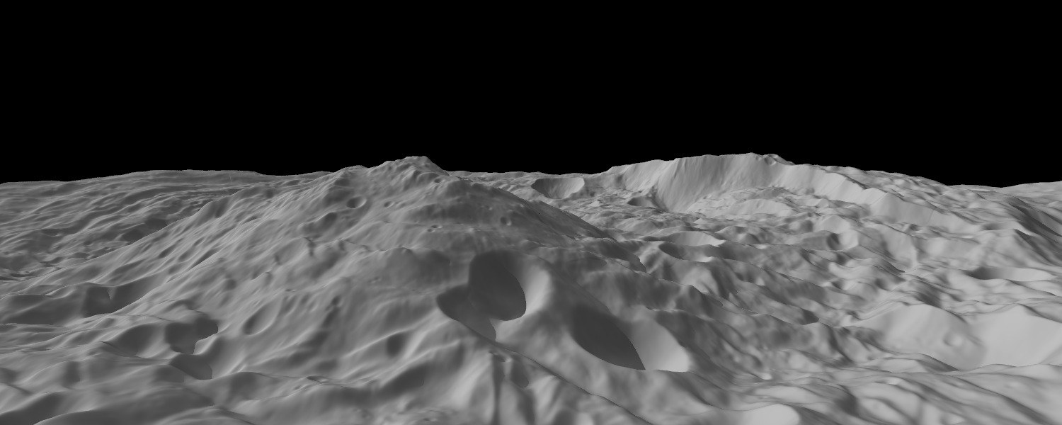 Aufregende Landschaften am Südpol von Vesta