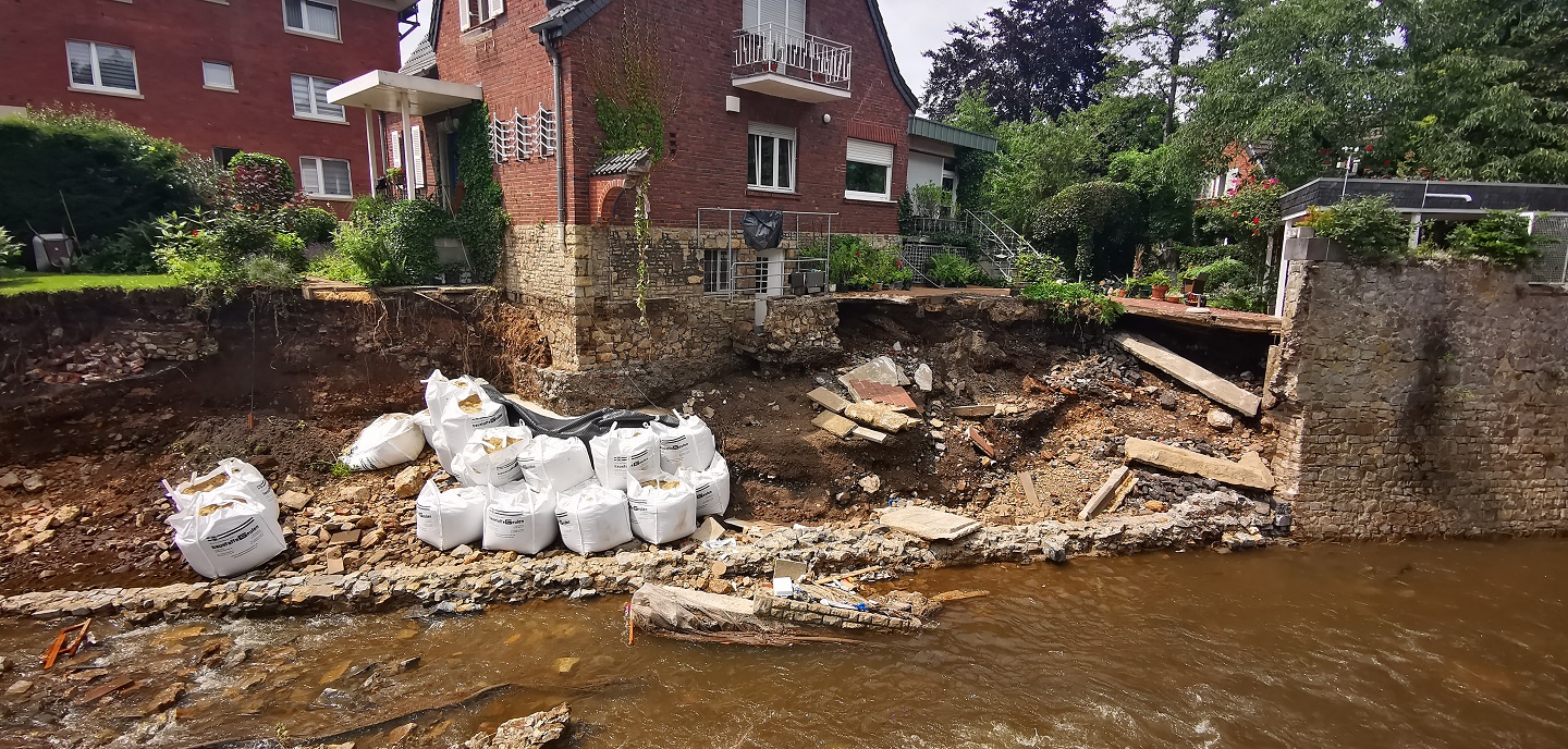 Begutachtete Gebäudeschäden nach der Flutkatastrophe
