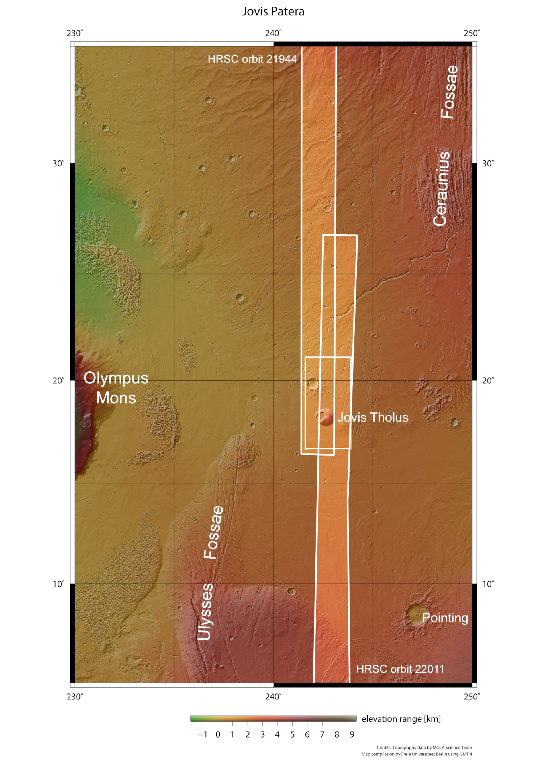 Der Schildvulkan Jovis Tholus in der Region Tharsis auf dem Mars