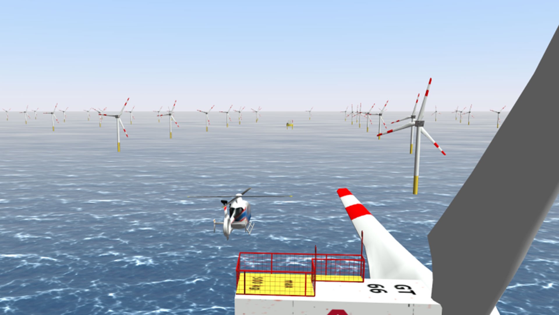 Vorstudie zum Einsatz von Hubschraubern im Offshore-Windpark (Simulation)