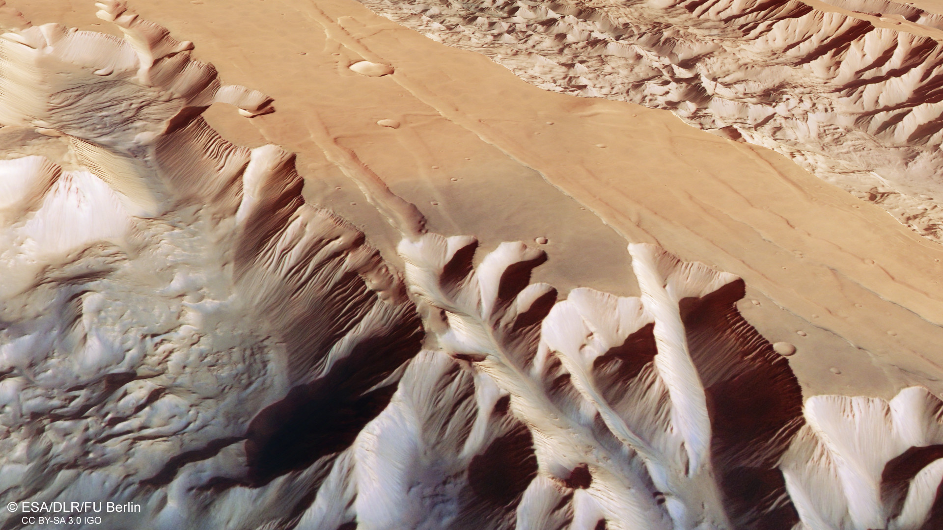 Perspektivischer Blick von Nordwesten auf Tithonium und Ius Chasma