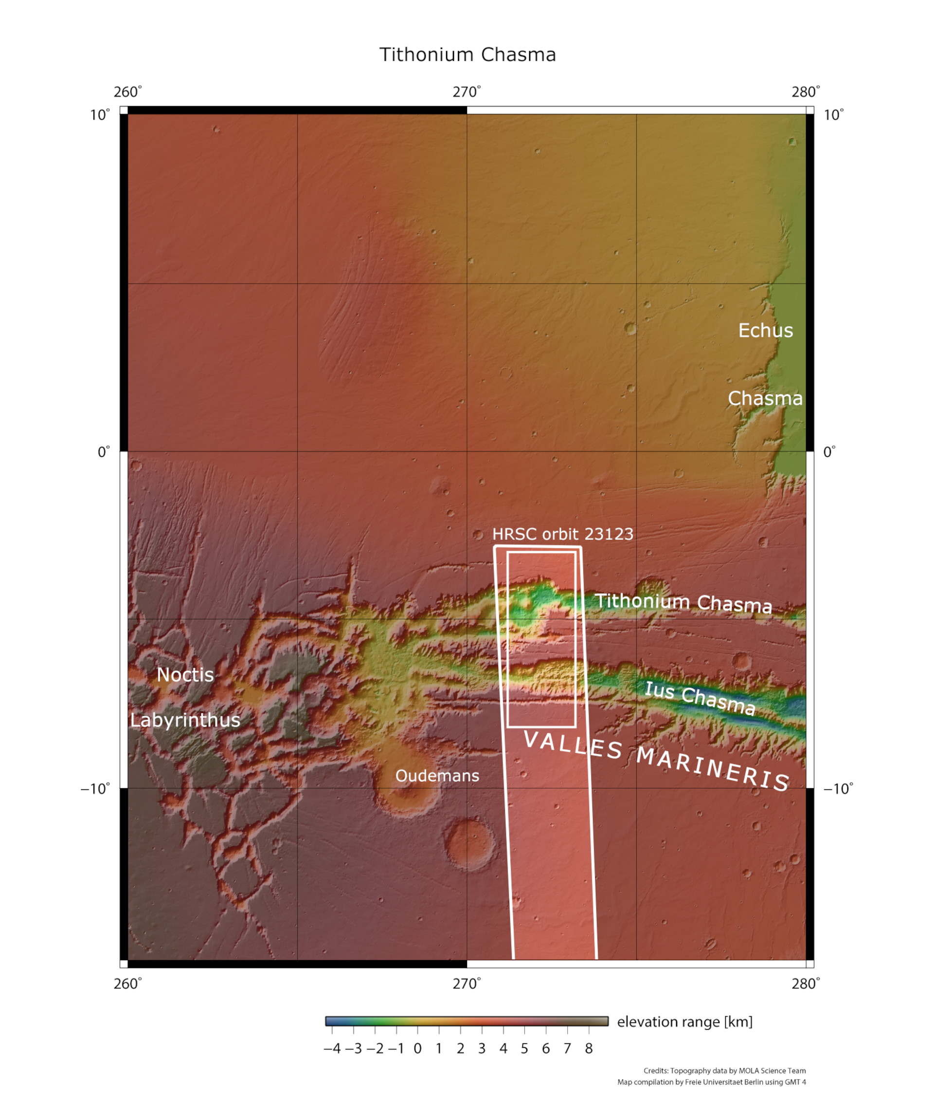 Regionaler Überblick des Westens der Valles Marineris