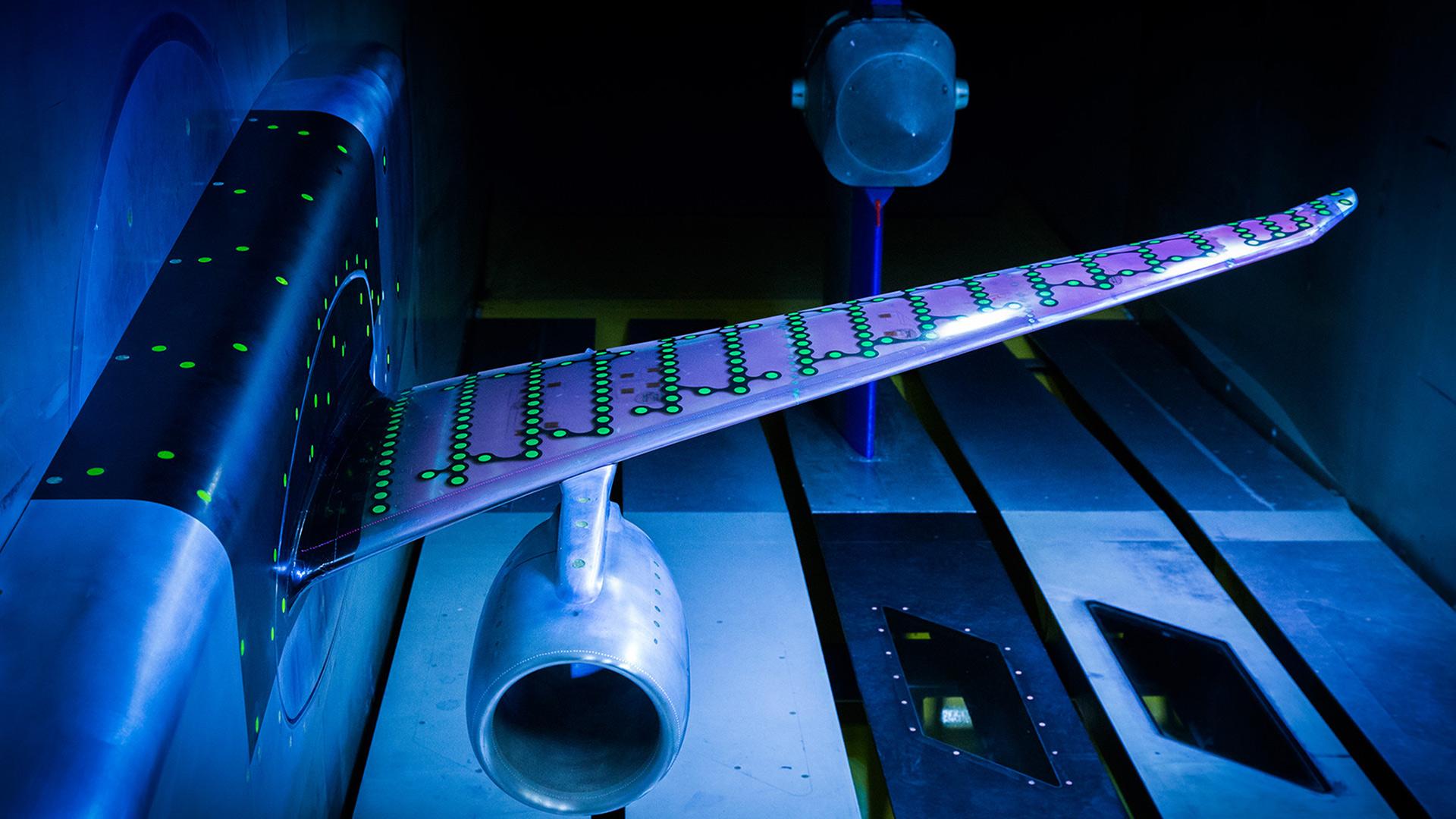 Flügel-Modell im Windkanal