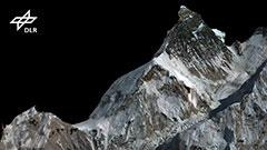 Digitales Geländemodell des Khumbu-Gletschers und Mount Everest (3D-Punktwolke).