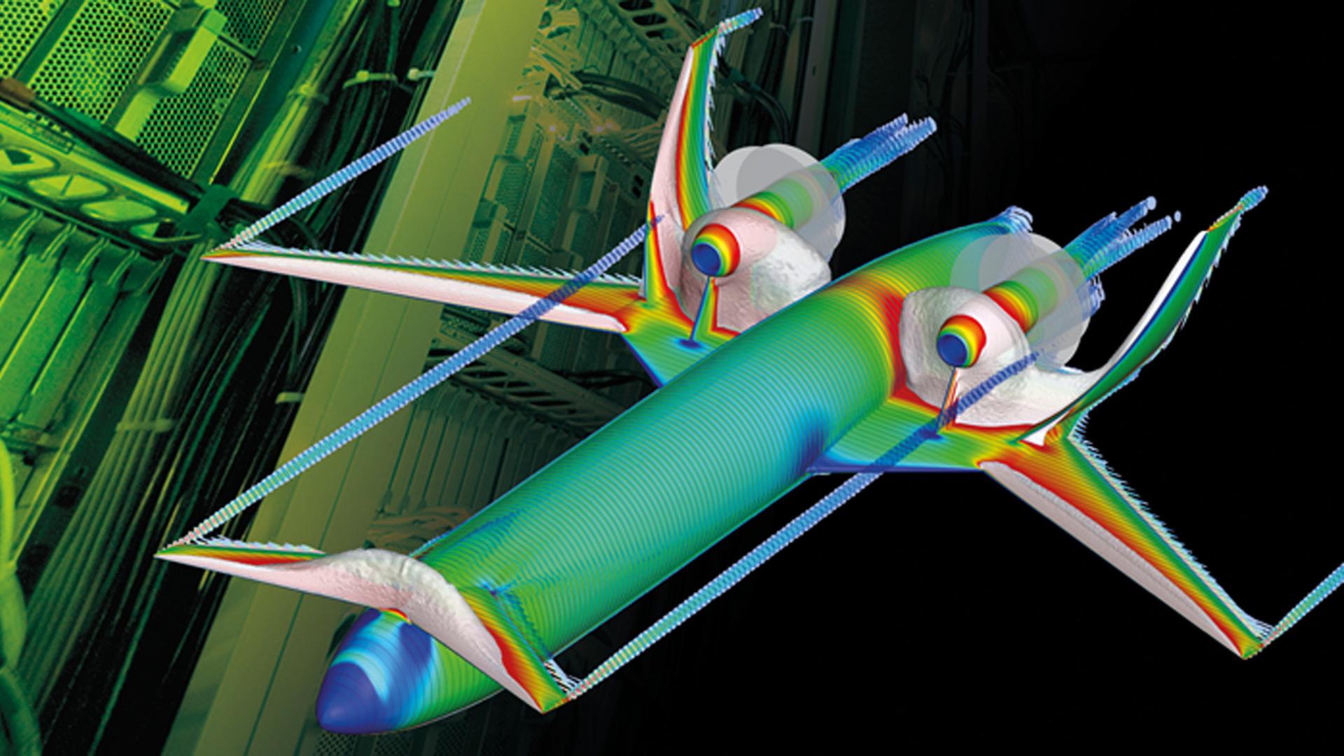 virtuelle Darstellung eines Flugzeugs