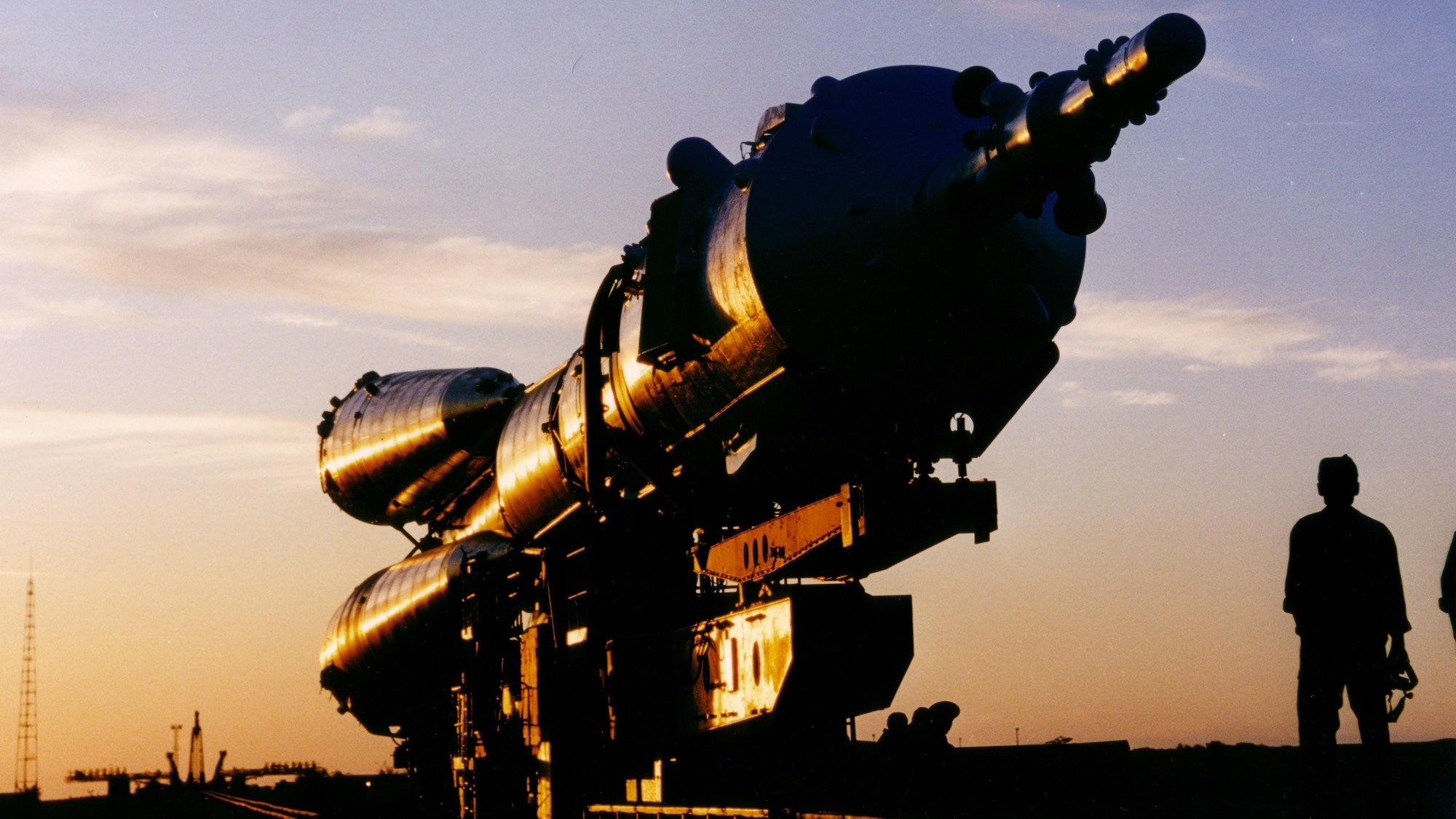 Sojus-Rakete auf dem Weg zur Startrampe