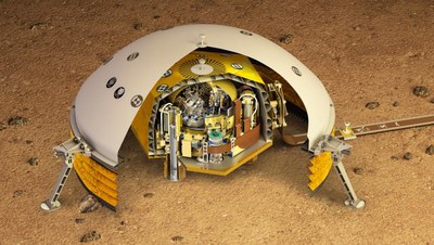 Schnittbild durch den kompletten Seismometer-Aufbau