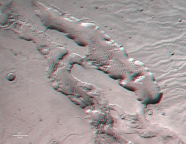 Mars - Täler Dao Vallis und Niger Vallis in 3D