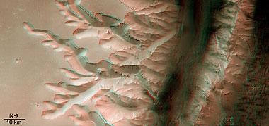 Louros Valles - Verästelte Erosionstäler am Rande des Mars-Canyons Valles Marineris in 3D