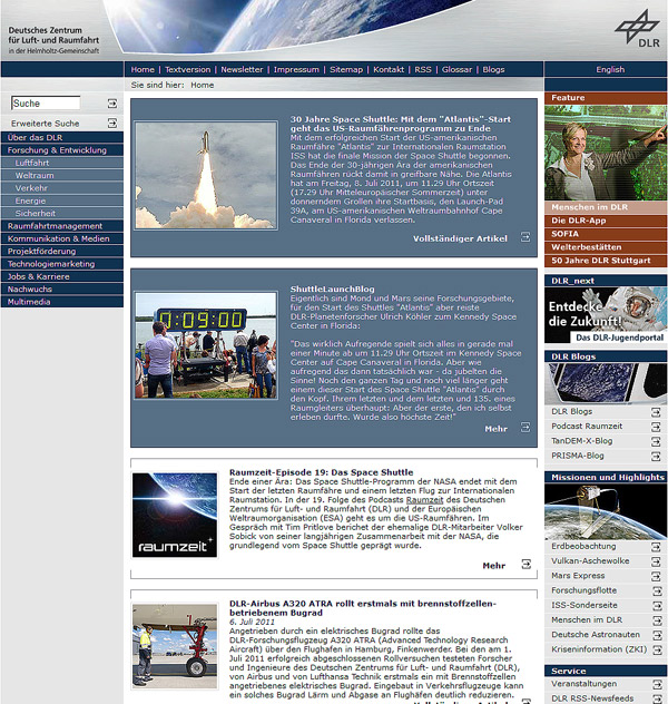 DLR-Webportal ivor dem Going Live