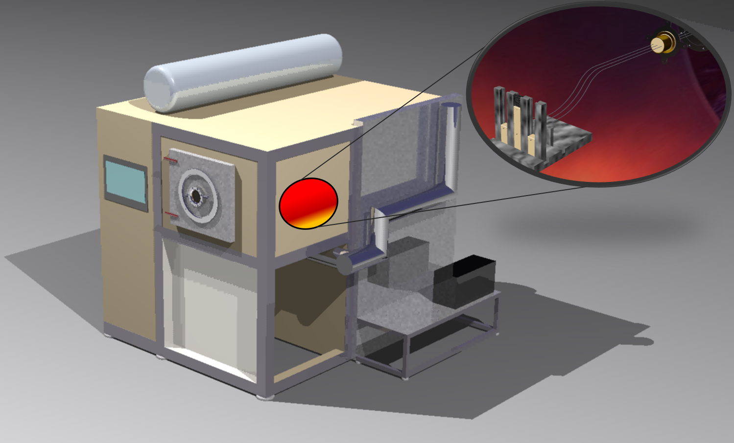 CAD-Modell des neuen Hochtemperaturofens für die thermo-chemische Werkstoffprüfung