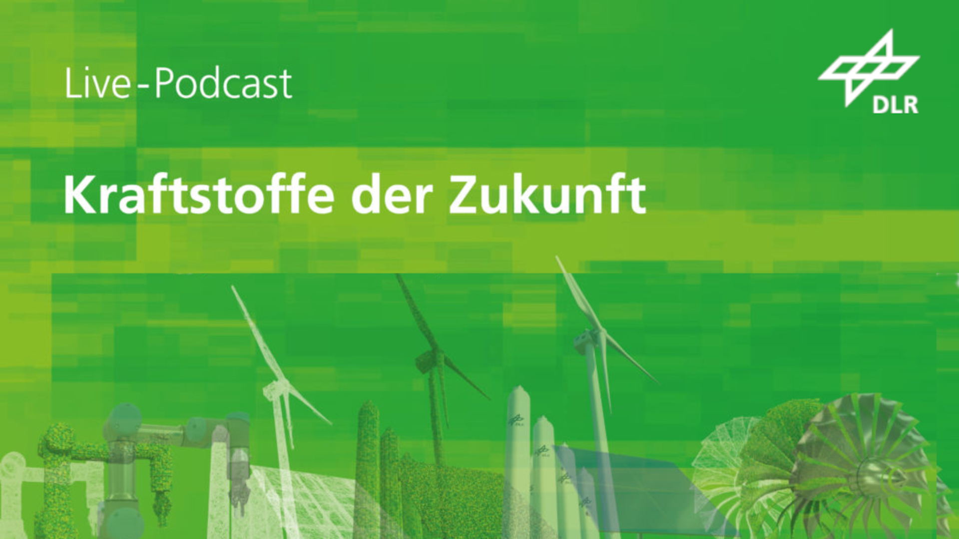 Eine grüne Veranstaltungs-Grafik zum Future Fuels Live-Podcast auf der diesjährigen Hannover Messe