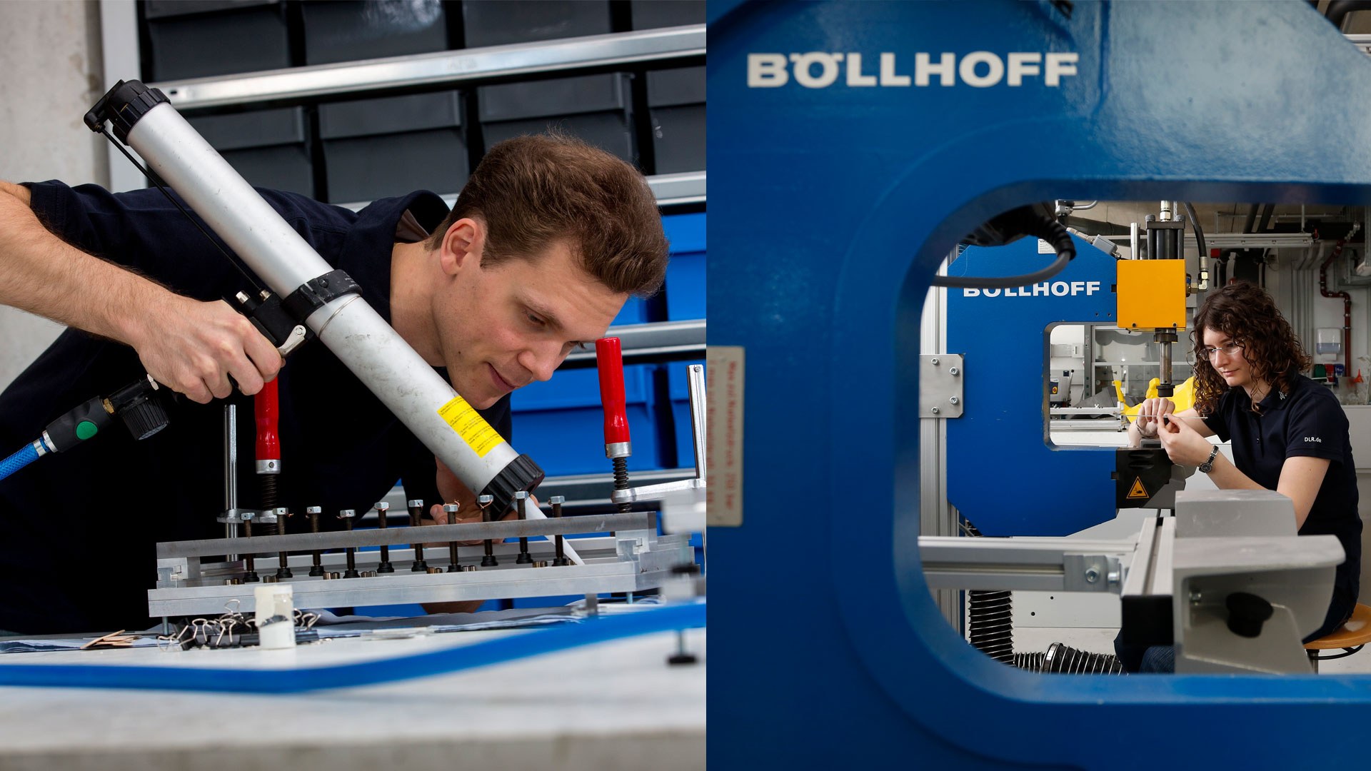 Mann an arbeitet im Bereich Füge- und Verbindungstechnik