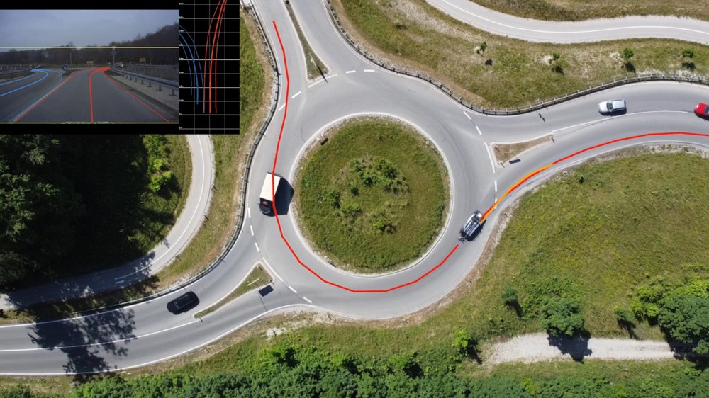 Kombination aus KI-basierter Fahrbahnerkennung und hochpräzisen GPS-Daten