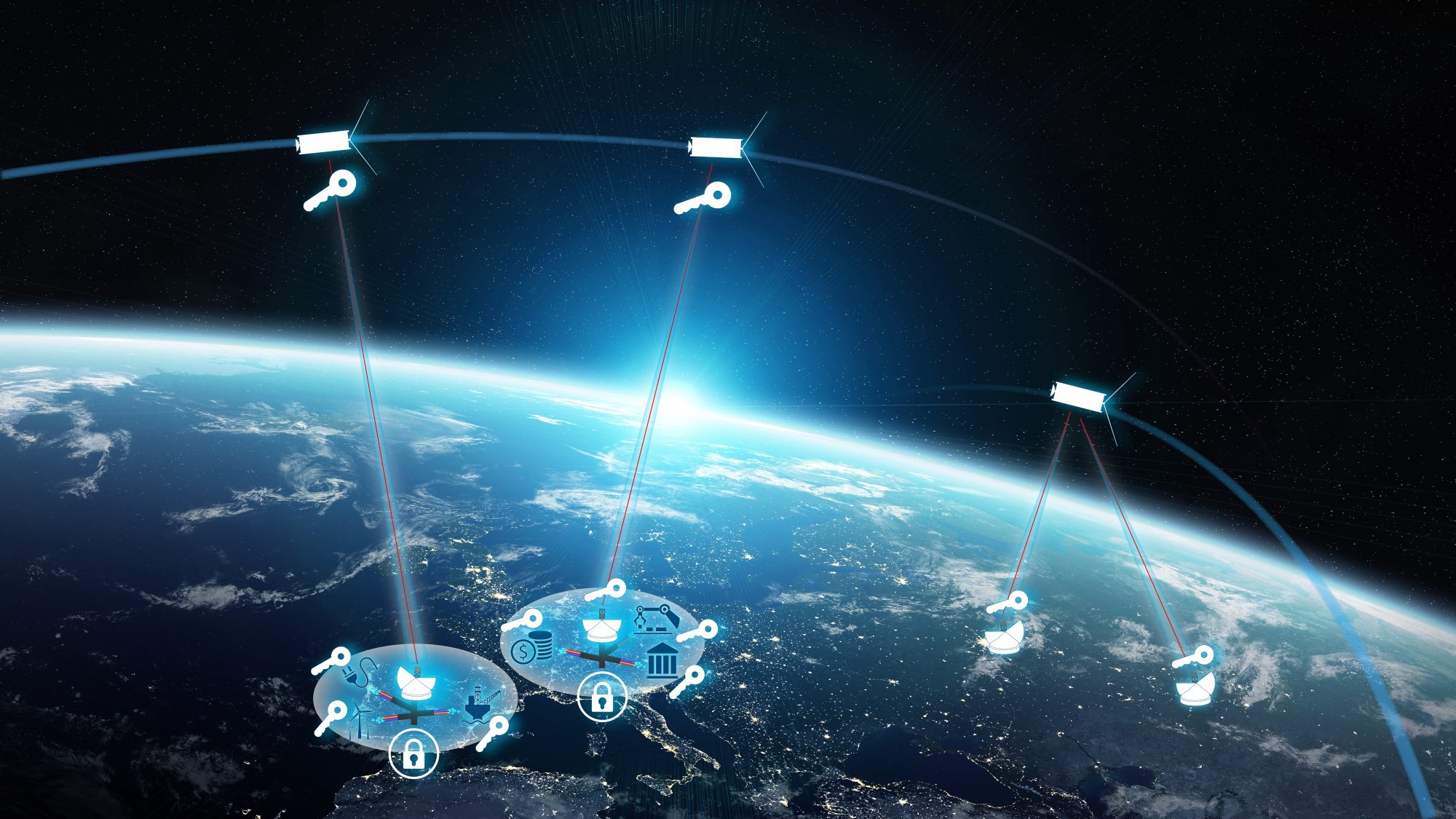 Symbolbild für abhörsichere Datenübertragung per Satellit mit Quantenkommunikation