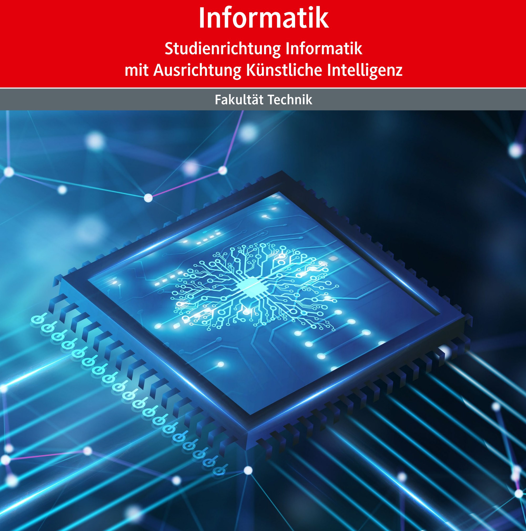 Flyer: Studienangebot Informatik mit Ausrichtung Künstliche Intelligenz.