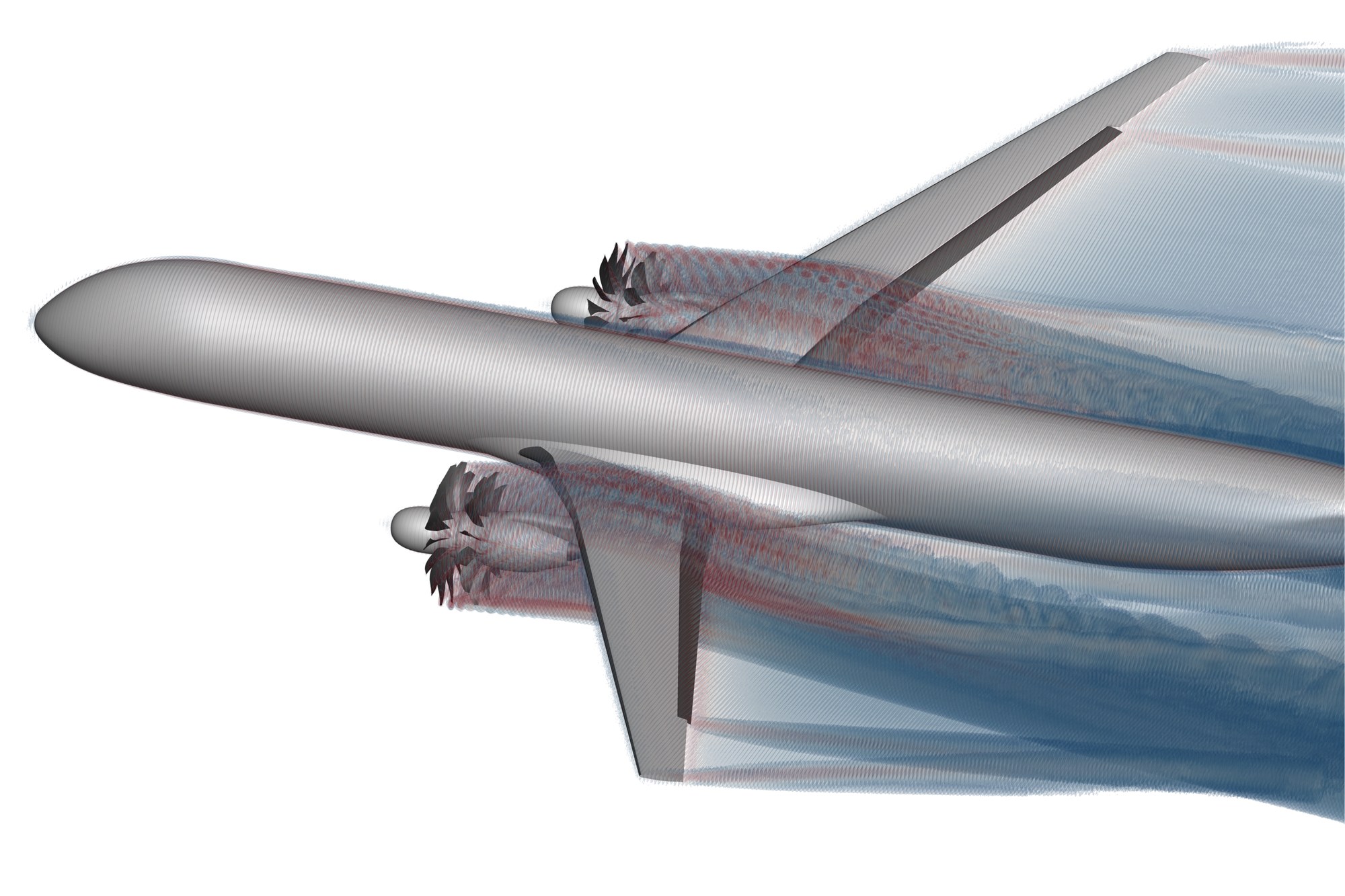 Strömungssimulation eines Verkehrsflugzeugs