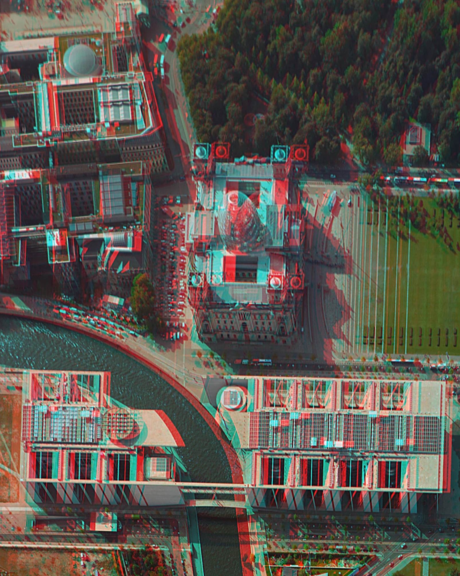 Der Reichstag in Berlin im 3D-Luftbild