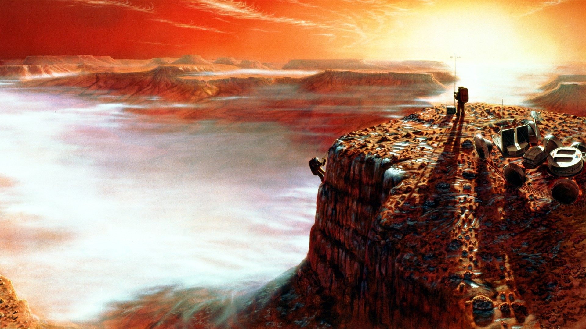 Zeichnung Menschen auf dem Mars